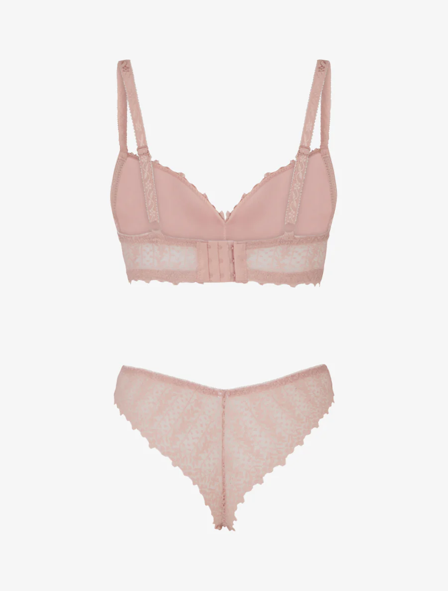 Ensemble lingerie en dentelle fantaisie - Rose - Image 3