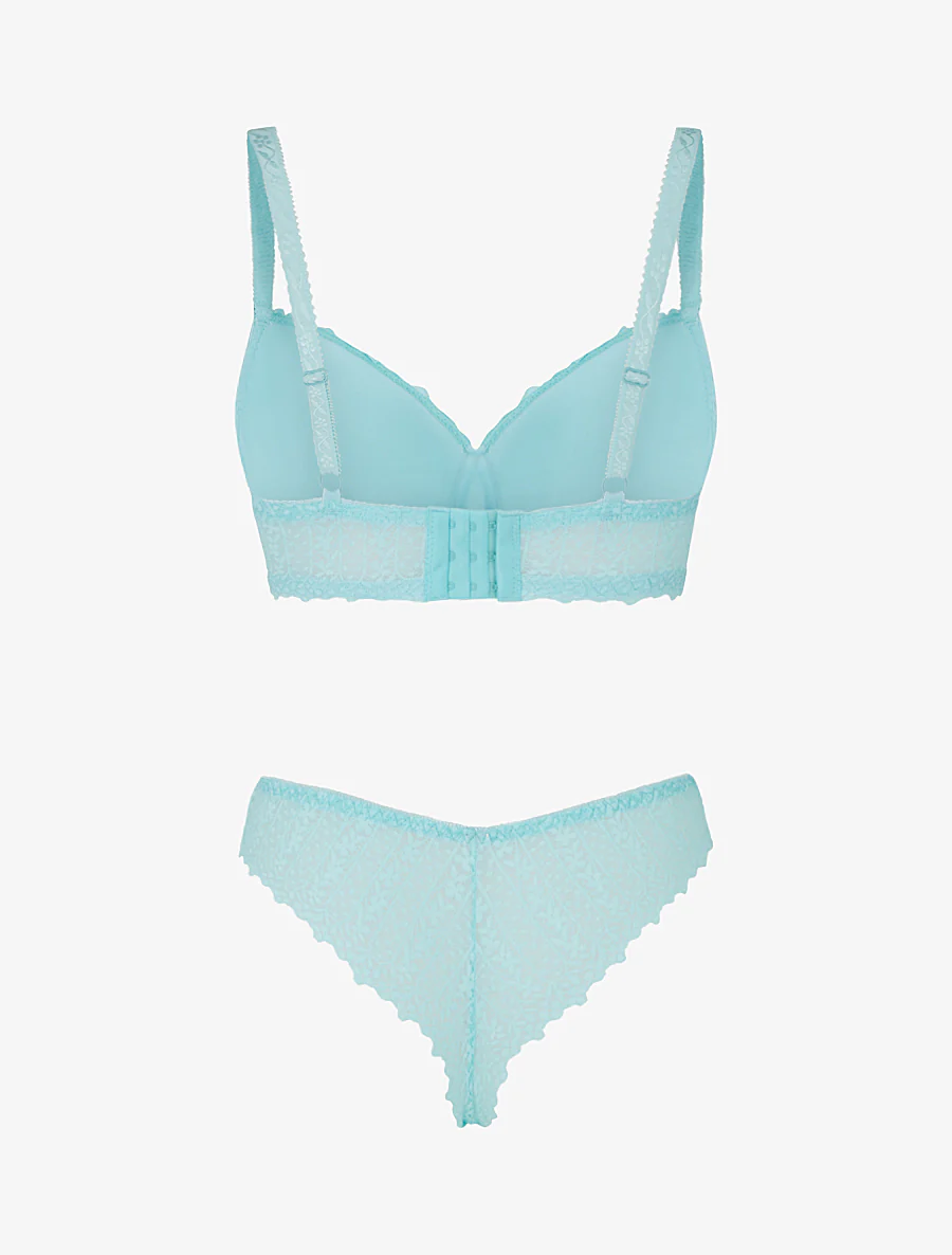 Ensemble lingerie en dentelle fantaisie - Turquoise - Image 3