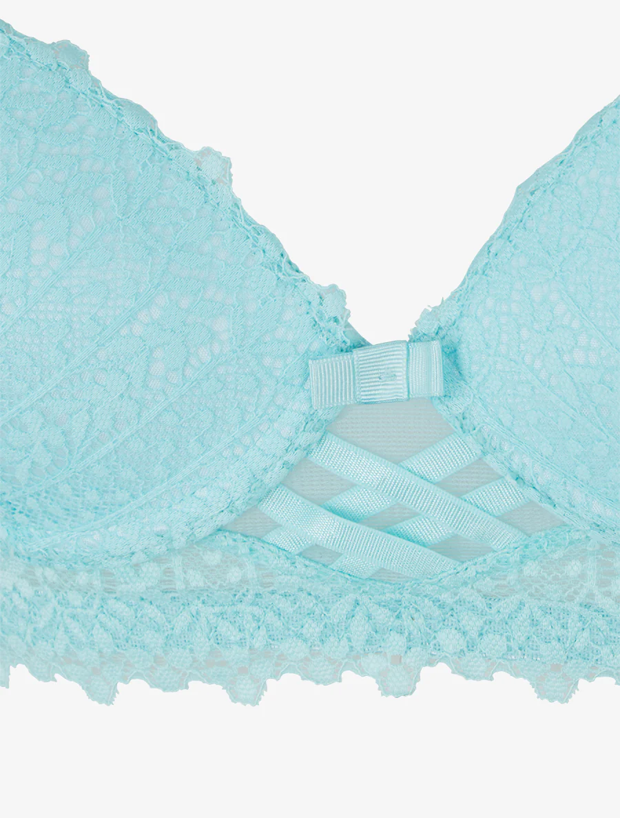 Ensemble lingerie en dentelle fantaisie - Turquoise - Image 4