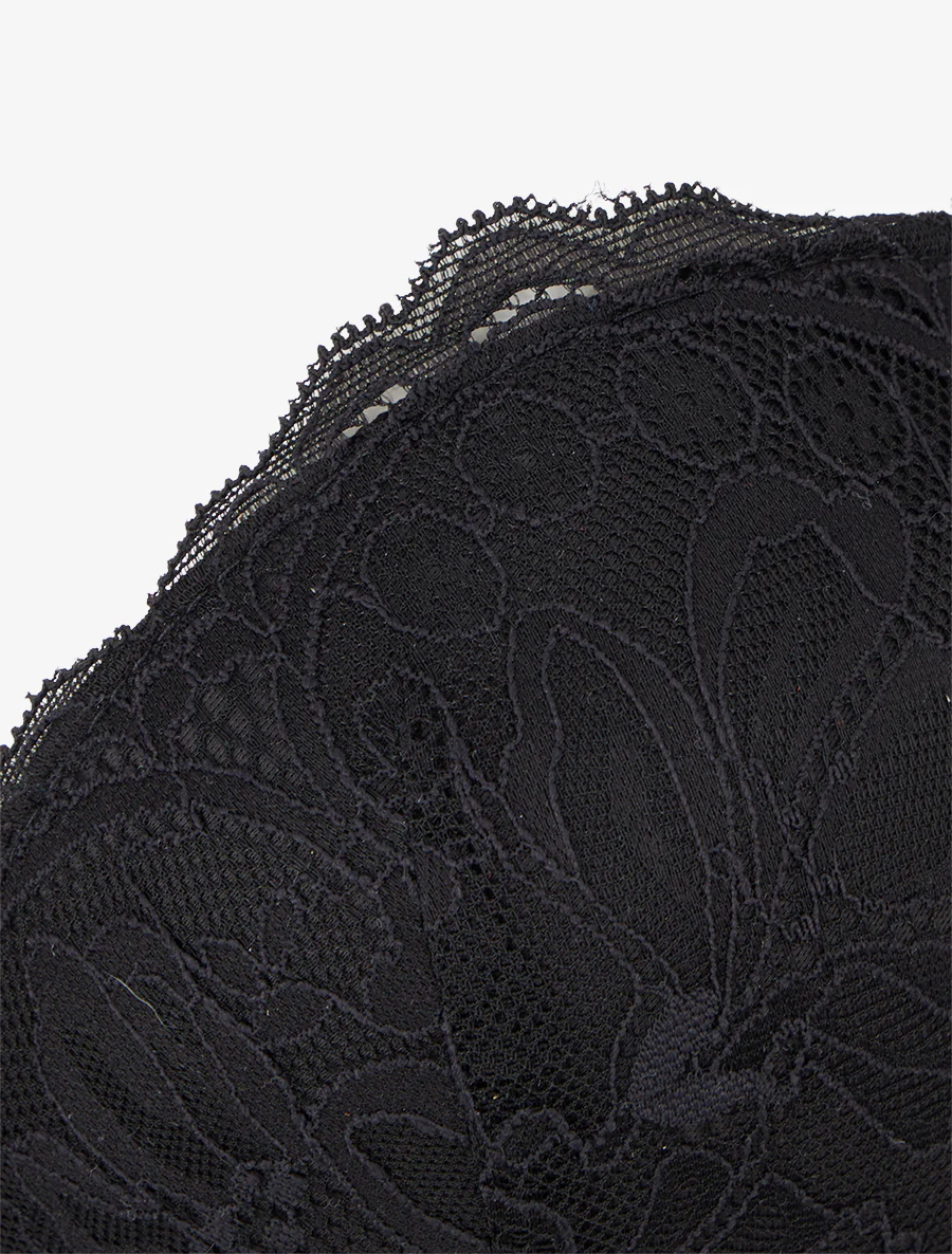 Ensemble lingerie style corset à dentelle fleurie - Noir - Image 4