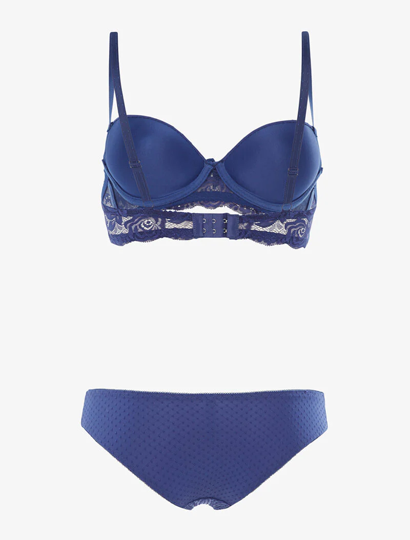 Ensemble piqueté à bords dentelle - bleu électrique - Image 2
