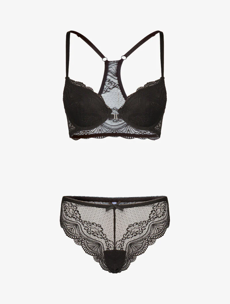 Ensemble push up à fermeture avant - noir