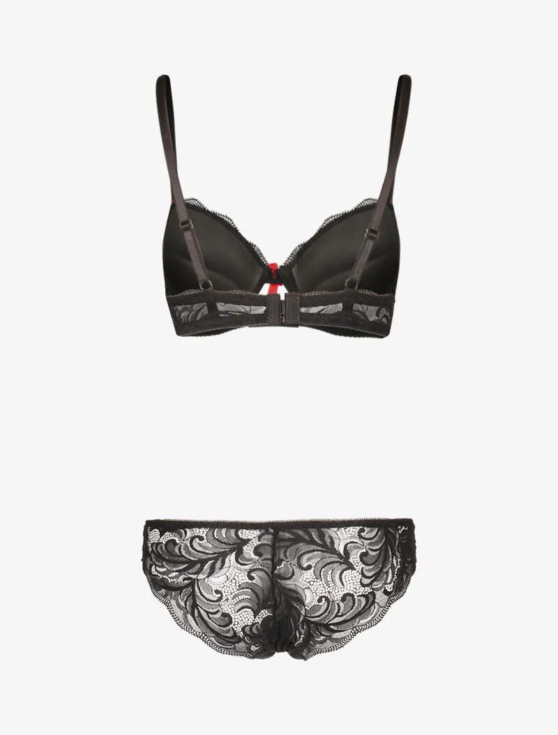 Ensemble push up en dentelle festonnée - noir - Image 2