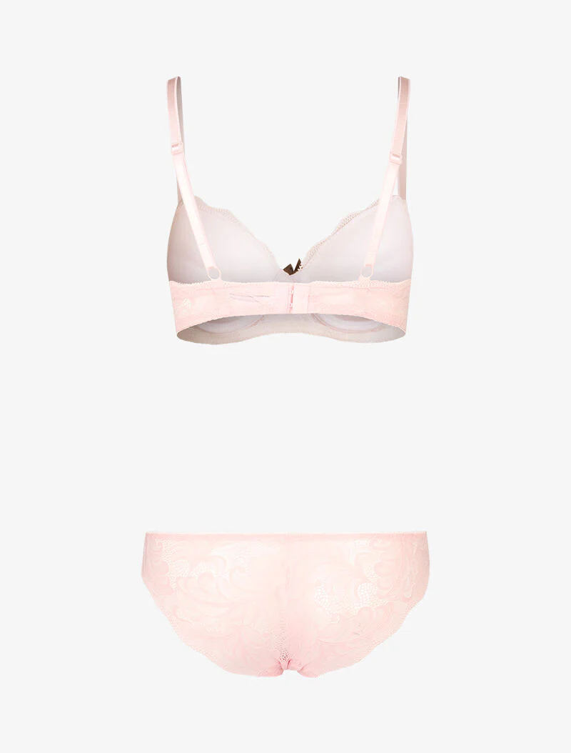 Ensemble push up en dentelle festonnée - rose - Image 2