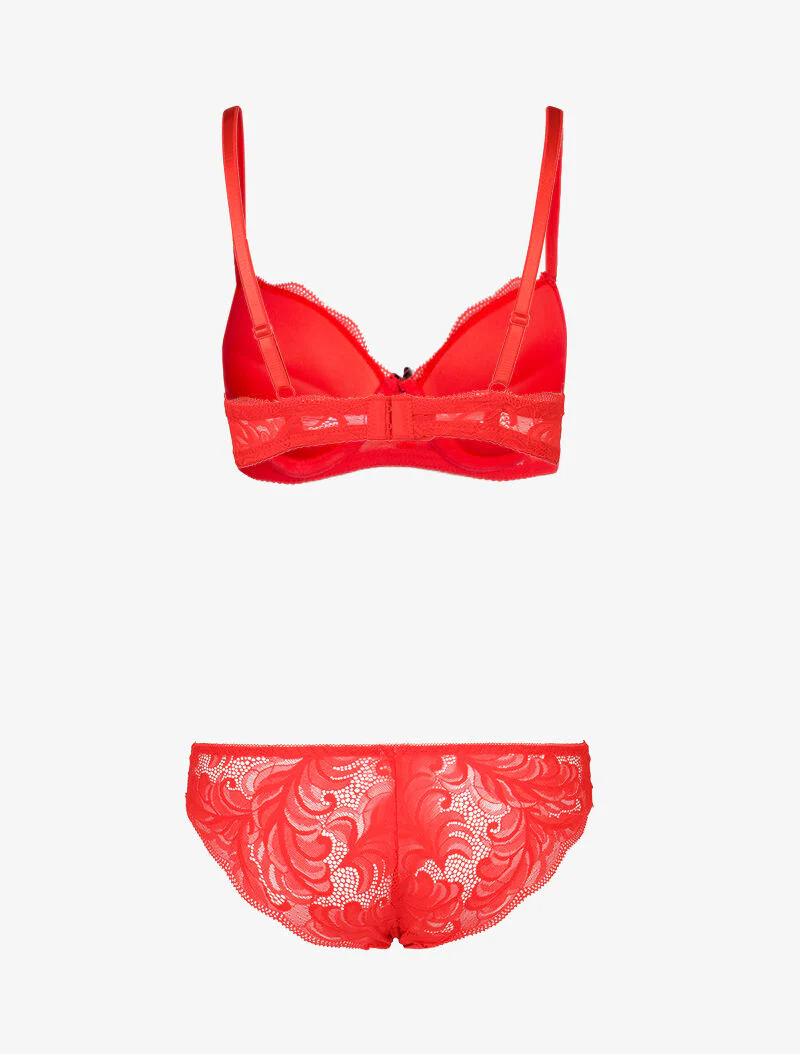 Ensemble push up en dentelle festonnée - rouge - Image 2