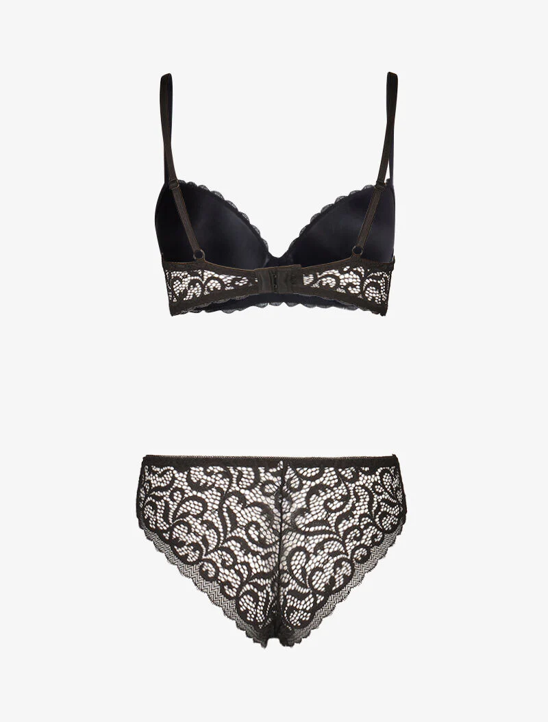 Ensemble push up en dentelle stylisée - noir - Image 2