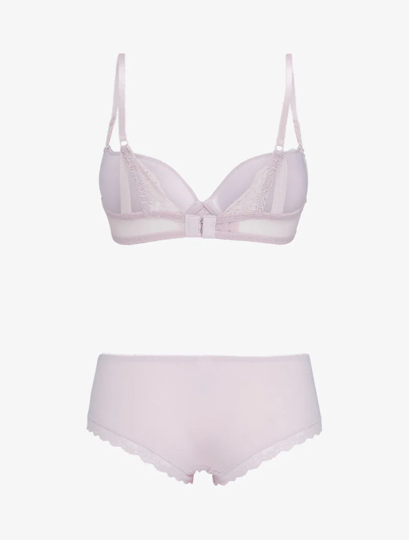Ensemble push-up en résille et dentelle - rose - Image 2