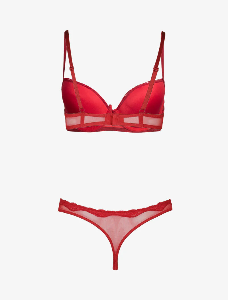 Ensemble push up satiné - rouge - Image 2