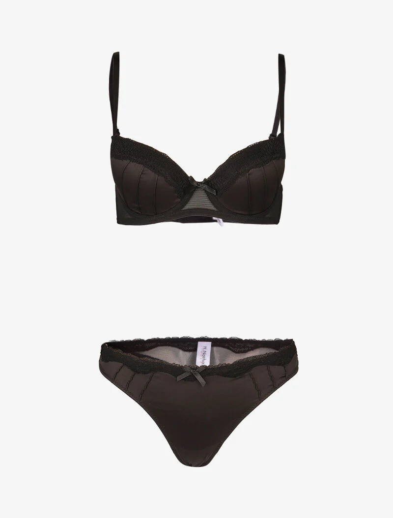 Ensemble push up satiné - noir