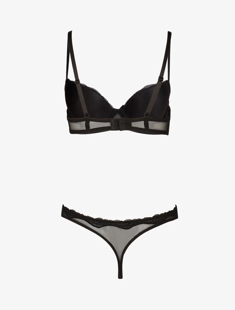Ensemble push up satiné - noir - Image 2