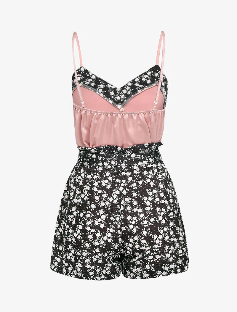Ensemble satiné à imprimé paquerettes - rose - Image 4