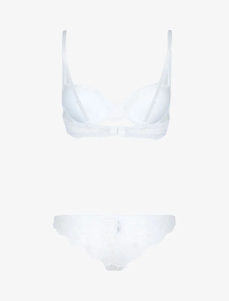 Ensemble satiné avec résille et dentelle - écru - ecru - Image 2