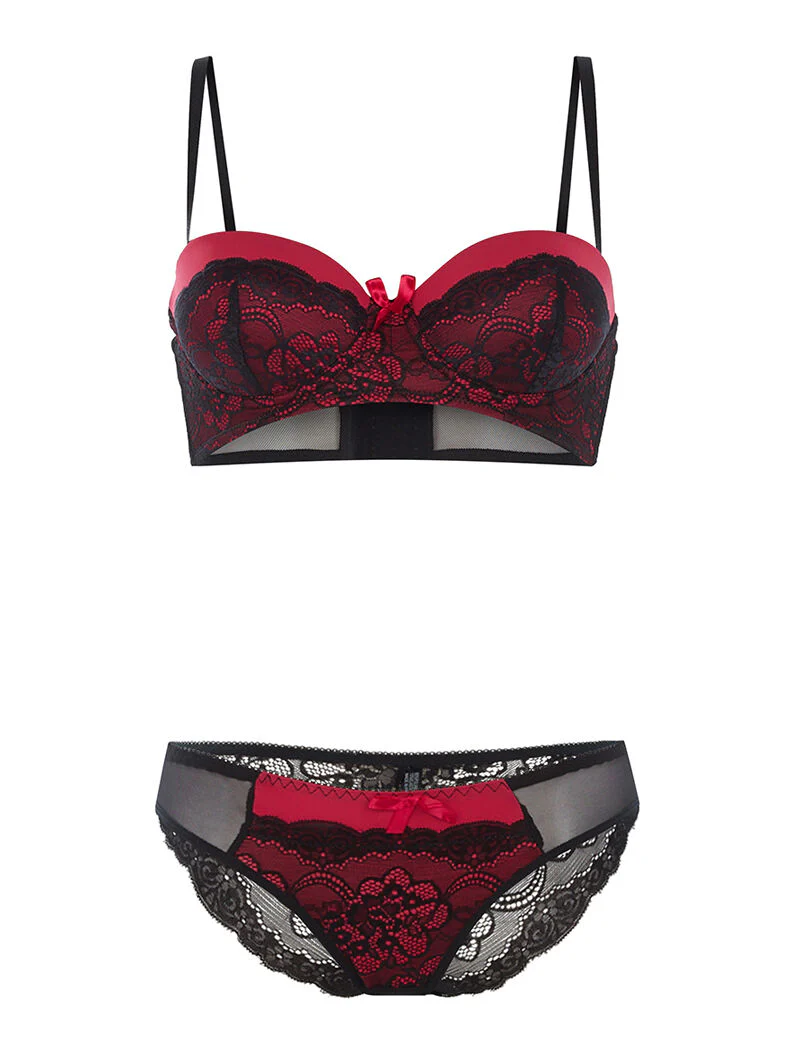 Ensemble SG à corbeille et culotte - noir/rouge