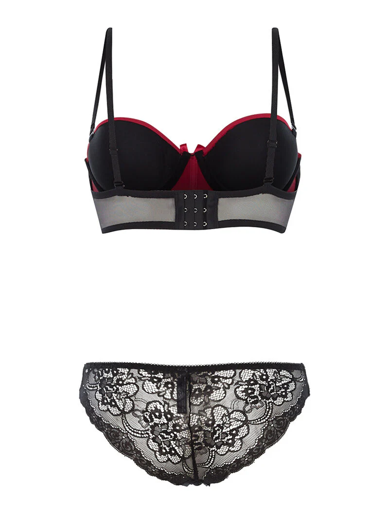 Ensemble SG à corbeille et culotte - noir/rouge - Image 2