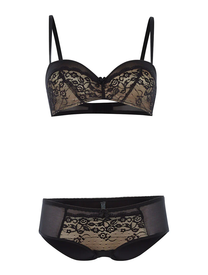 Ensemble SG corbeille dentelle et culotte - noir
