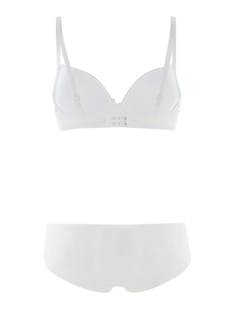 Ensemble SG et culotte à bord satiné - blanc - Image 2