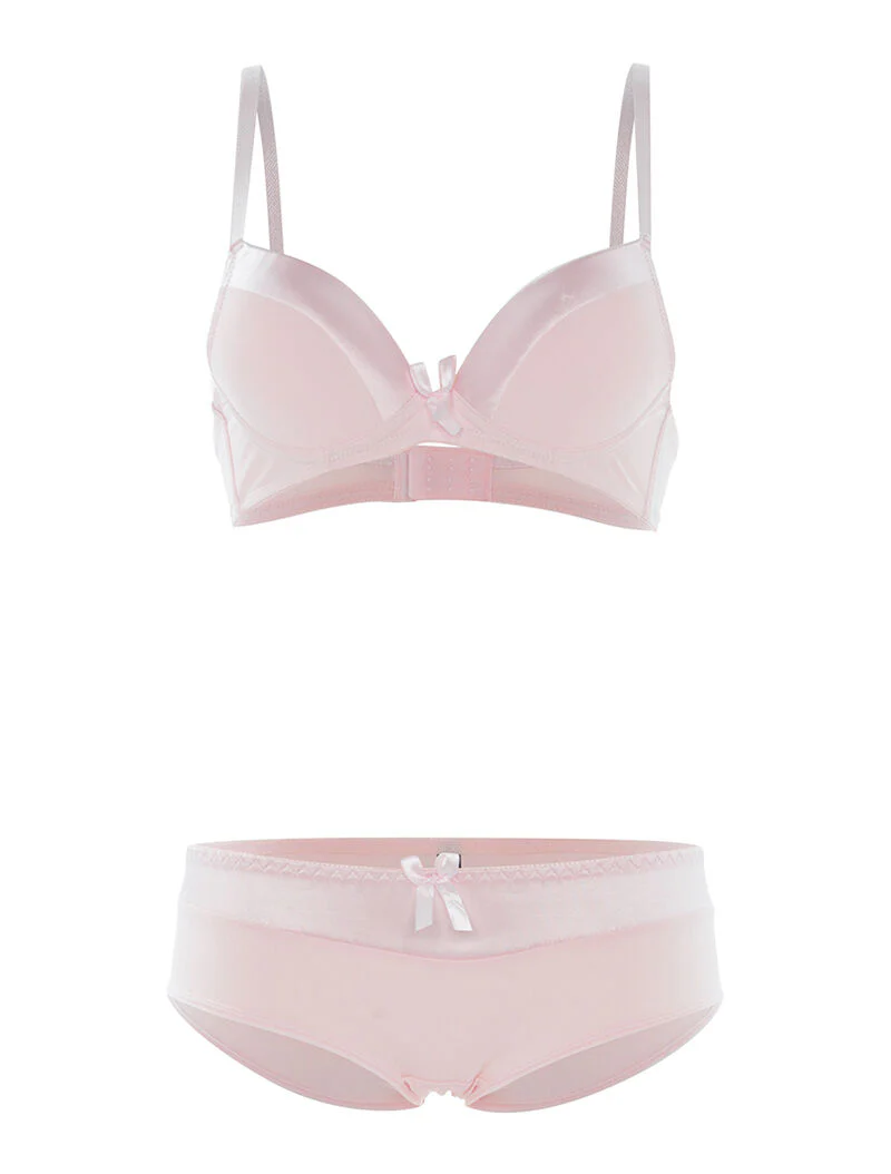 Ensemble SG et culotte à bord satiné - rose pâle - rose orange