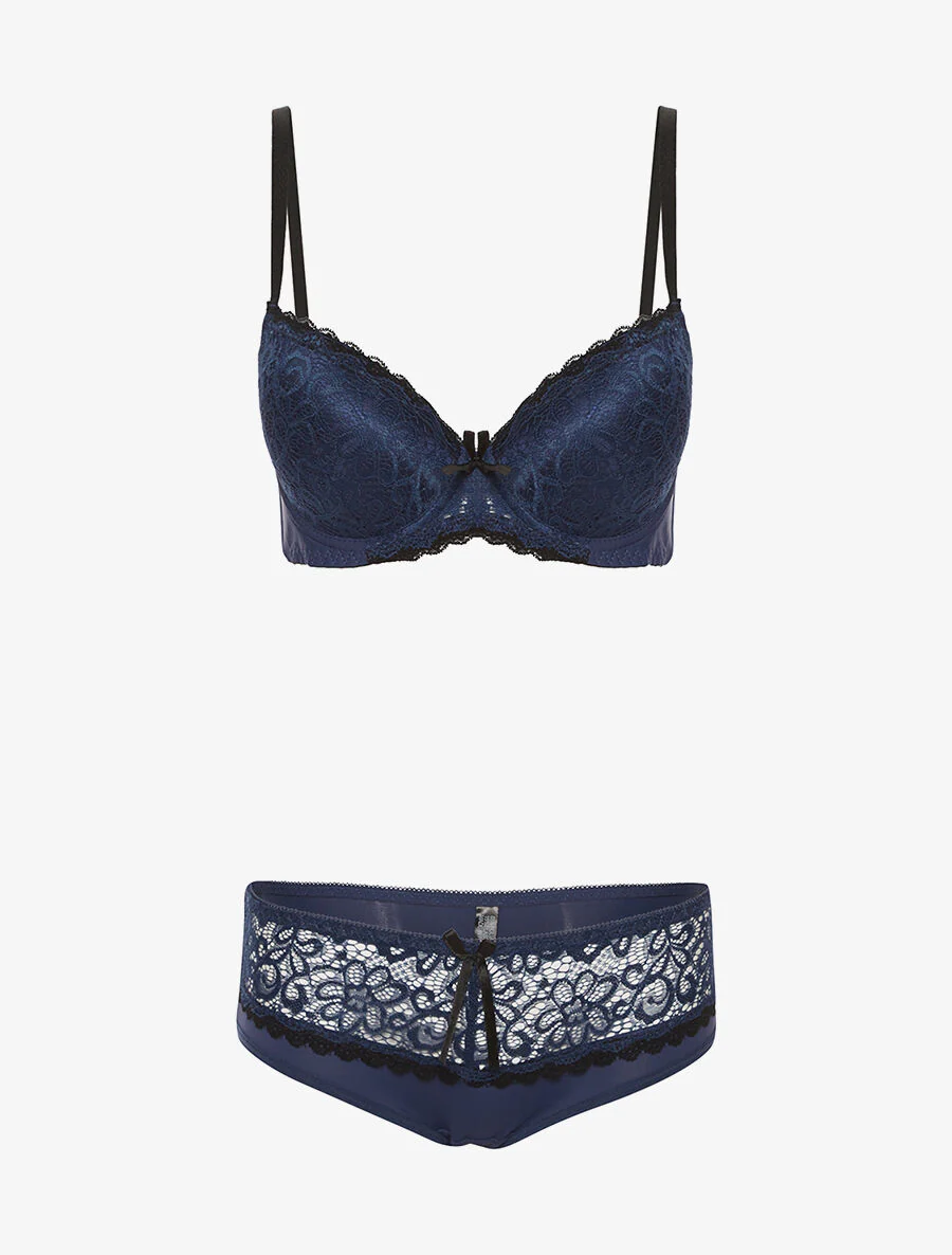 Ensemble SG et culotte à dentelle - marine