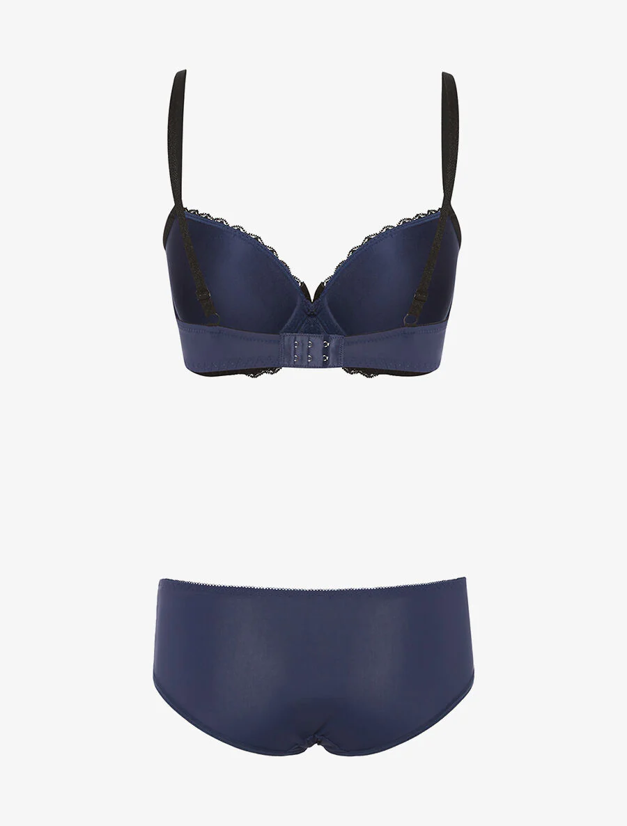 Ensemble SG et culotte à dentelle - marine - Image 2