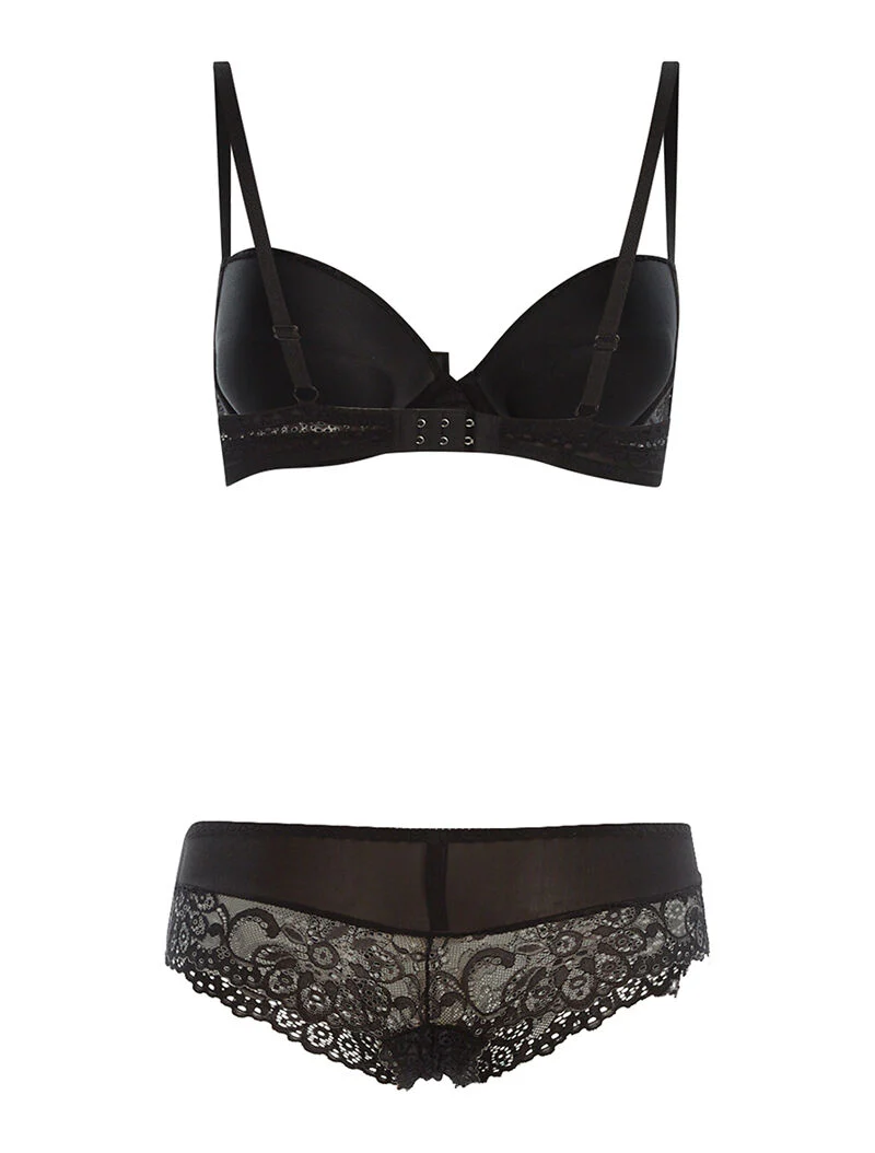 Ensemble SG et culotte bord dentellé - noir - Image 2
