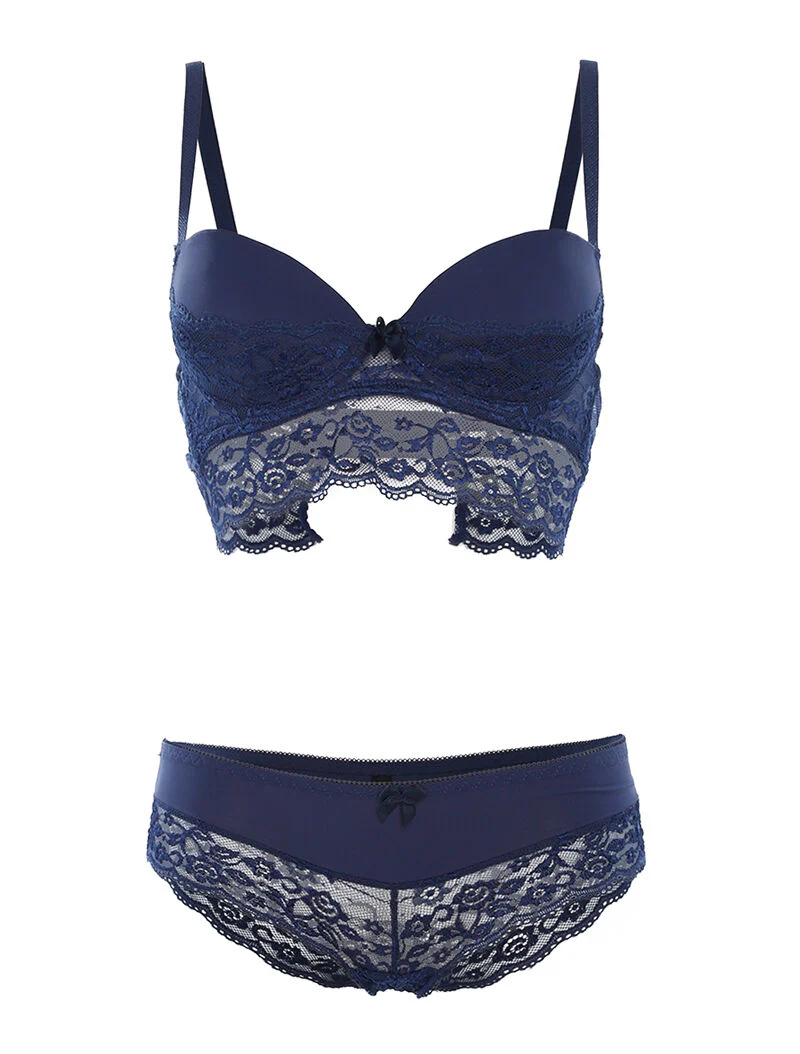 Ensemble SG et culotte dentelle - marine
