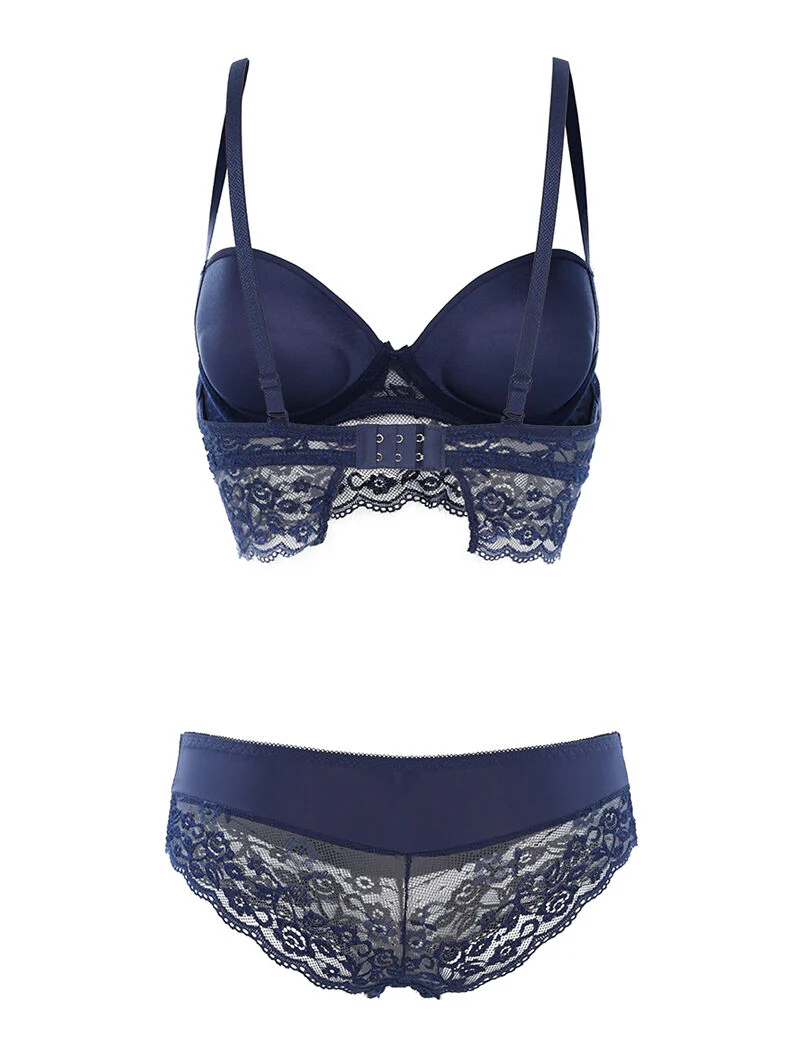 Ensemble SG et culotte dentelle - marine - Image 2
