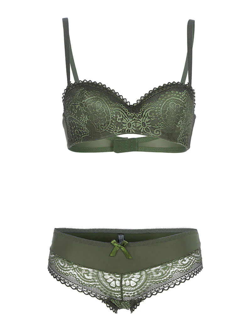 Ensemble SG et culotte dentelle - VERT - kaki