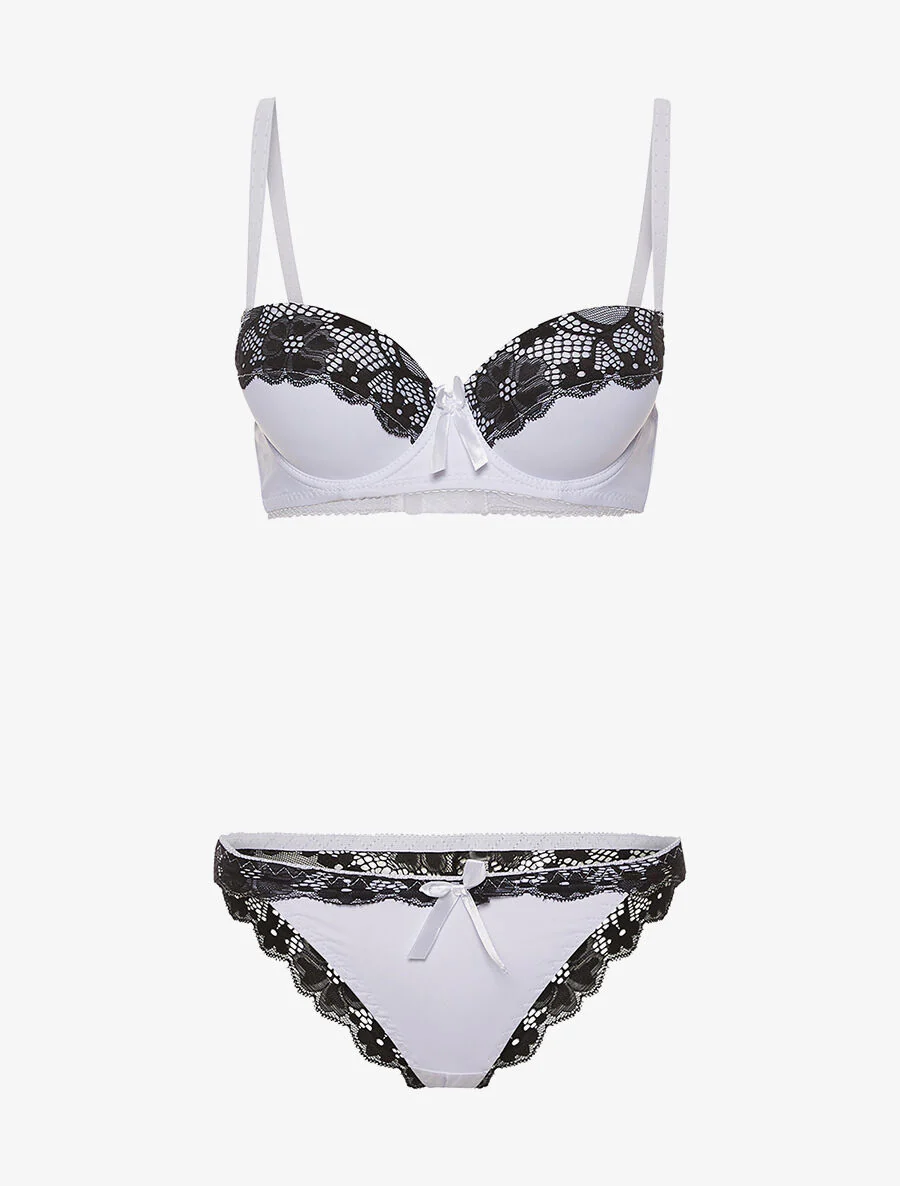 Ensemble SG et culotte dos dentelle - violet/noir