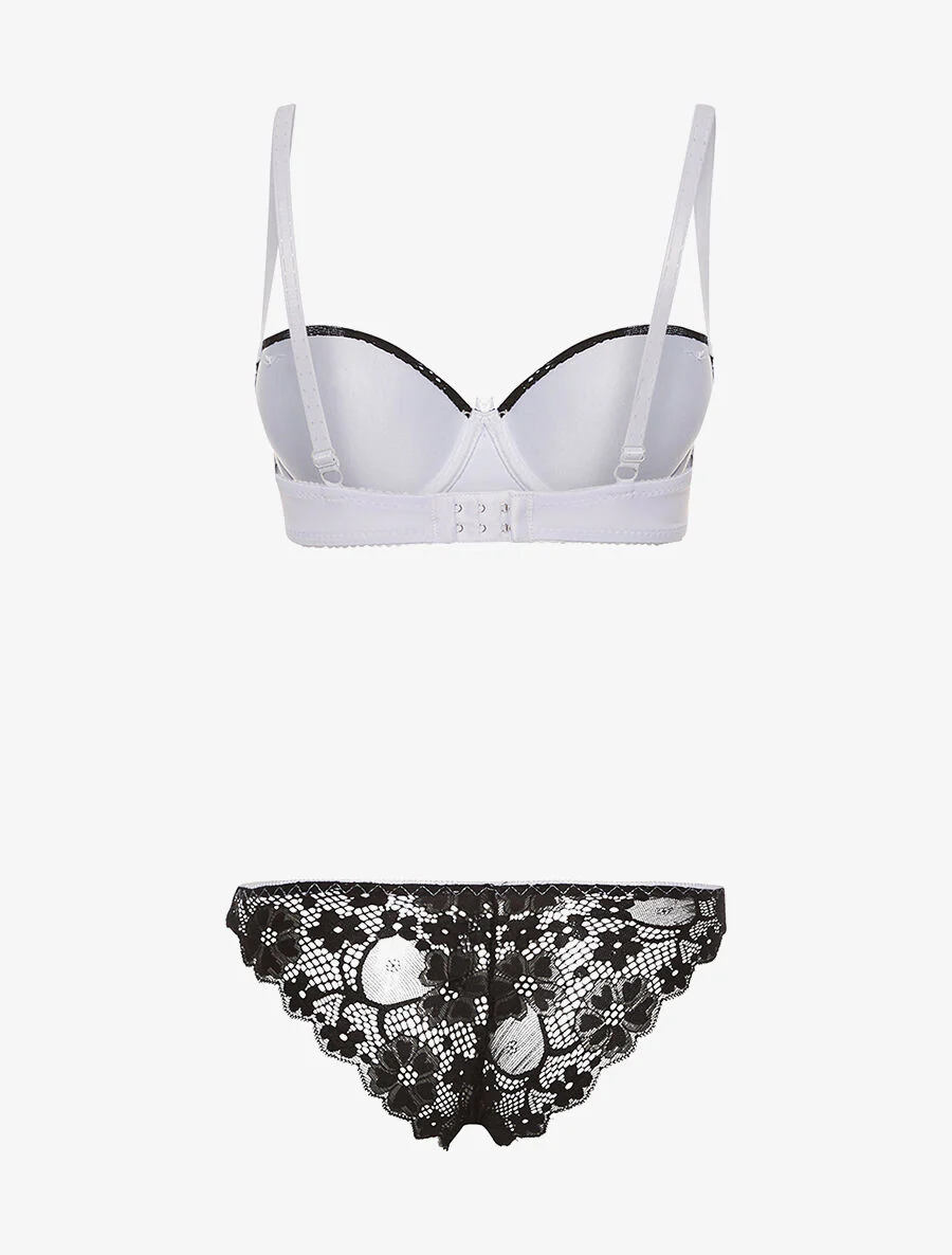 Ensemble SG et culotte dos dentelle - violet/noir - Image 2