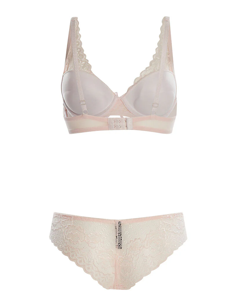 Ensemble SG et culotte en dentelle fine - rose - Image 2