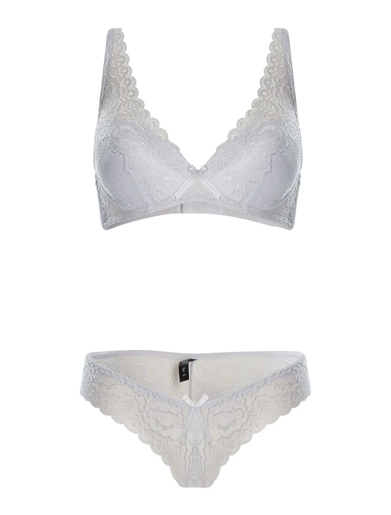 Ensemble SG et culotte en dentelle fine - blanc