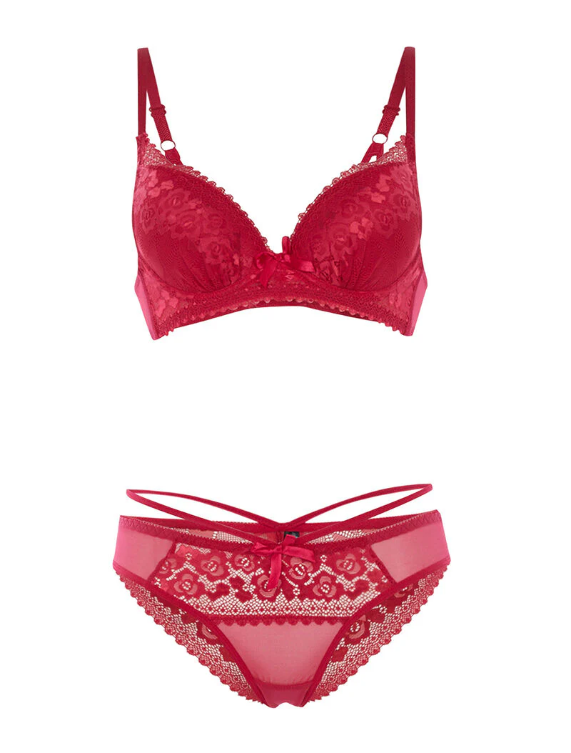 Ensemble SG et culotte fines lanières - rouge