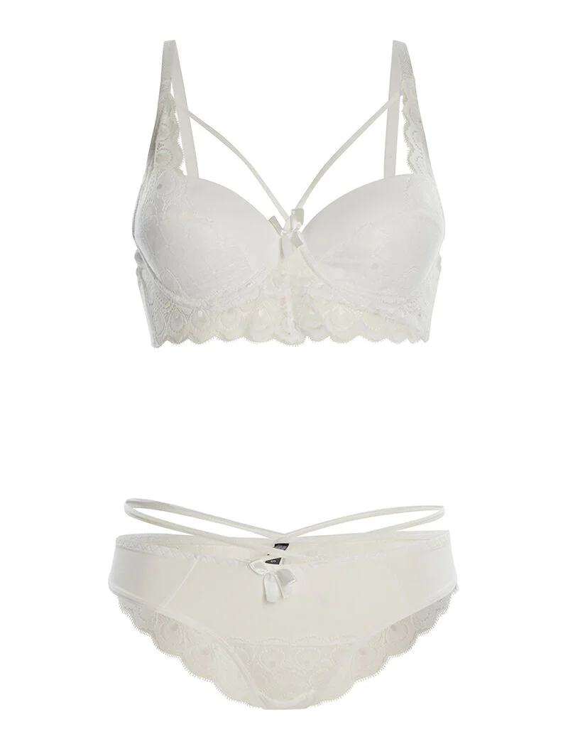 Ensemble SG et culotte lace à bord dentelle - blanc