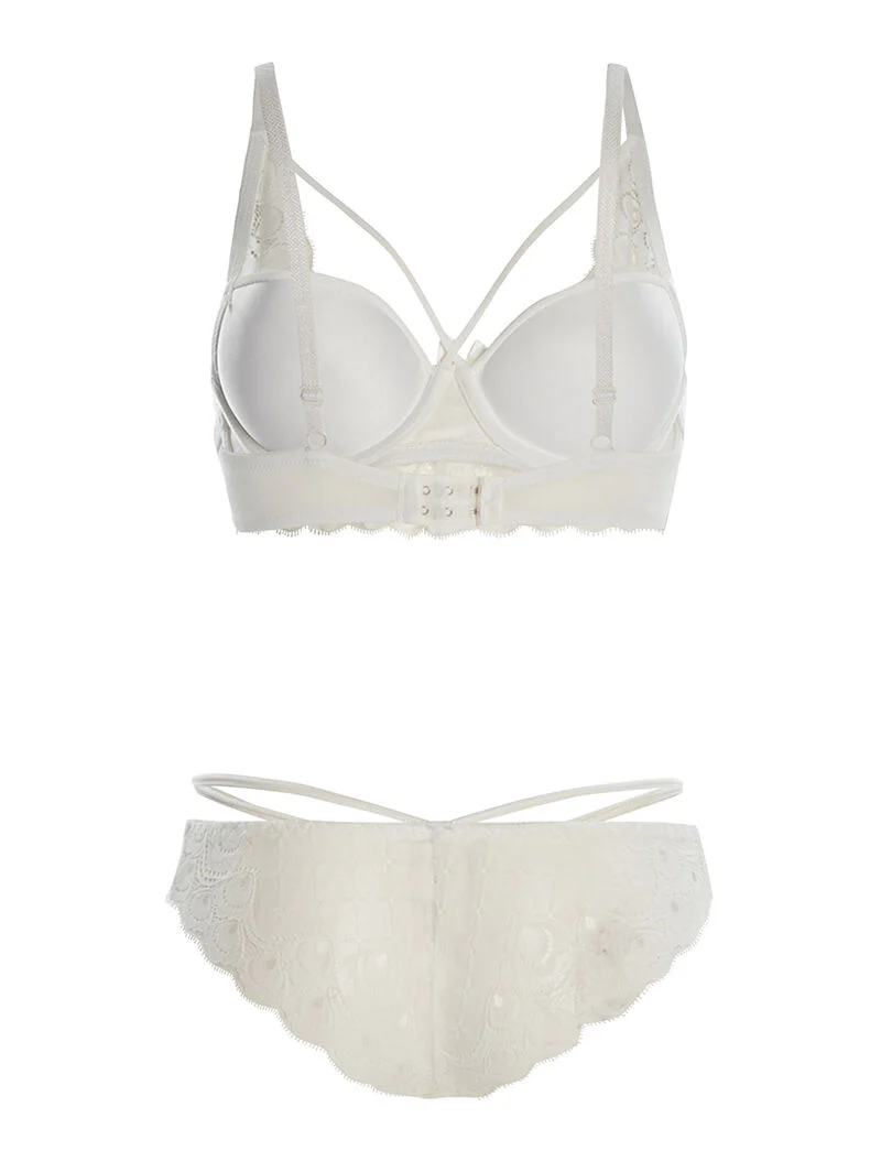 Ensemble SG et culotte lace à bord dentelle - blanc - Image 2