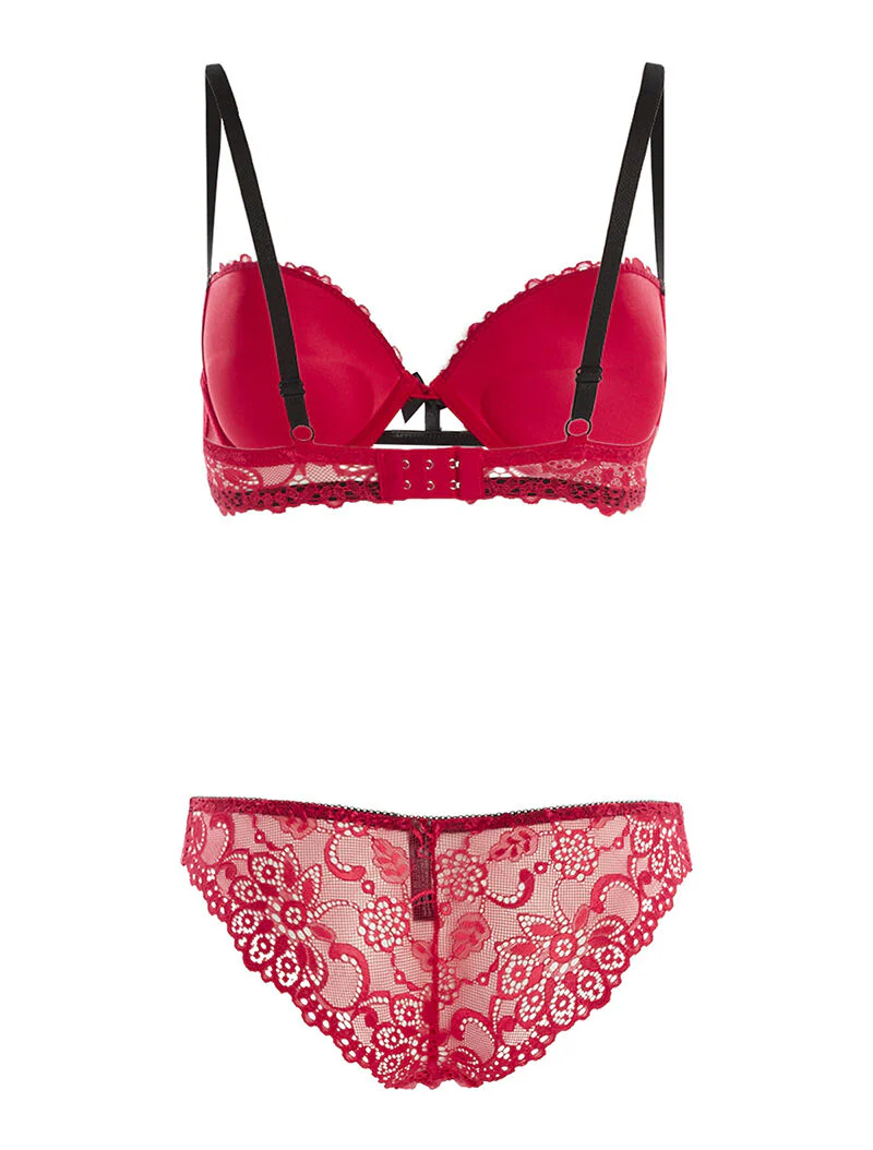 Ensemble SG et culotte liseré contrasté - rouge - Image 2
