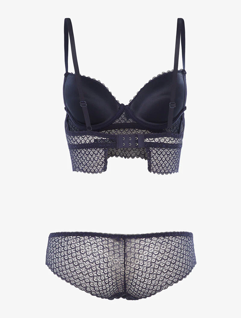 Ensemble SG et shorty dentelle vagues - marine - Image 2
