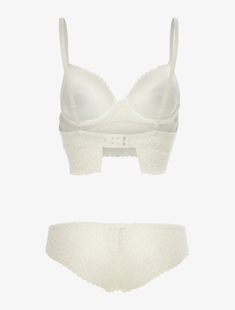 Ensemble SG et shorty dentelle vagues - blanc - Image 2
