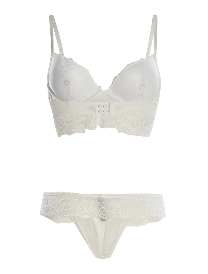 Ensemble SG et string à bord dentelle - blanc - Image 2