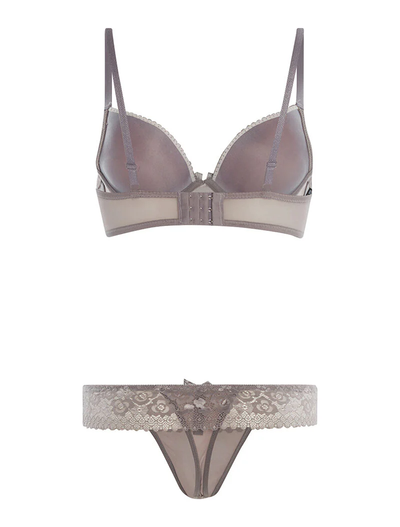 Ensemble SG et string à dentelle - gris - Image 2
