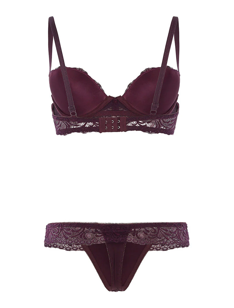 Ensemble SG et string à dentelle - prune - violet - Image 2