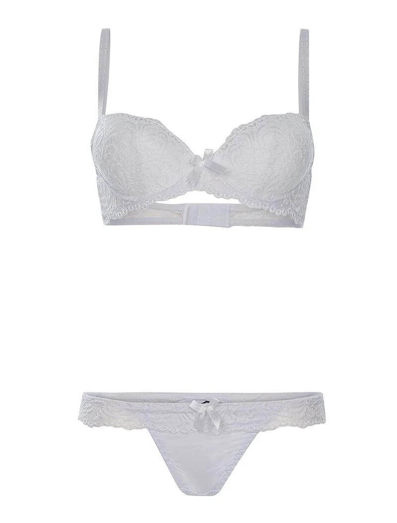 Ensemble SG et string à dentelle - blanc