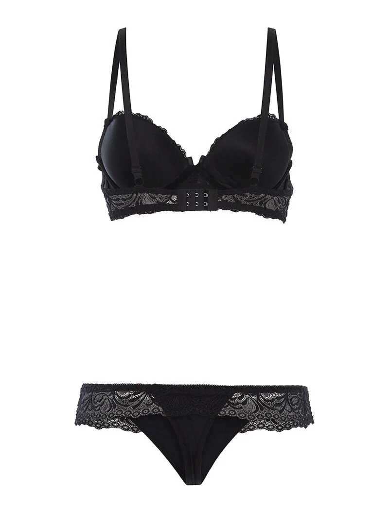 Ensemble SG et string à dentelle - noir - Image 2