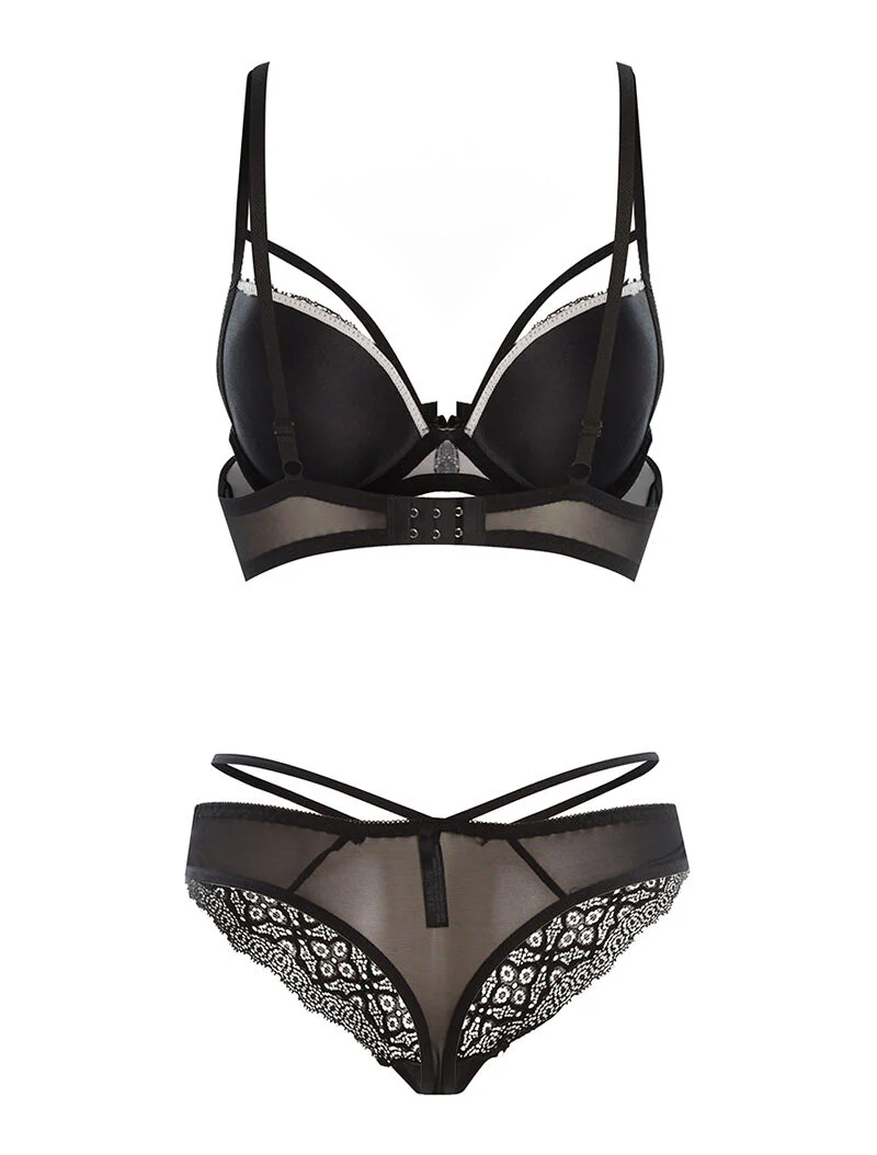 Ensemble SG et string poitrine lace - noir - Image 2
