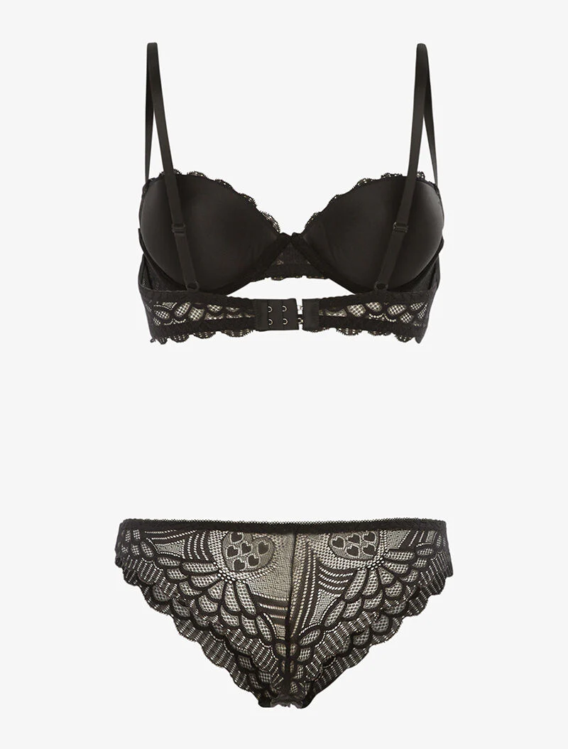 Ensemble SG et tanga en broderie fine - noir - Image 2