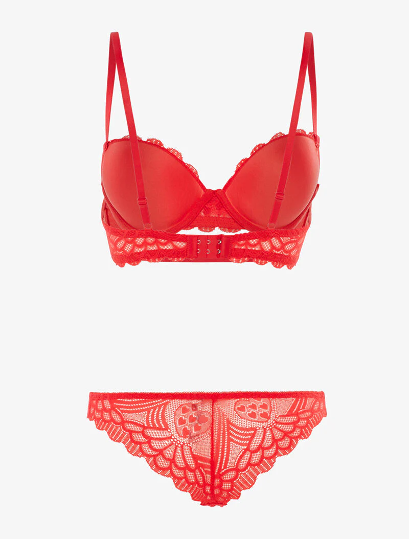 Ensemble SG et tanga en broderie fine - rouge - Image 2