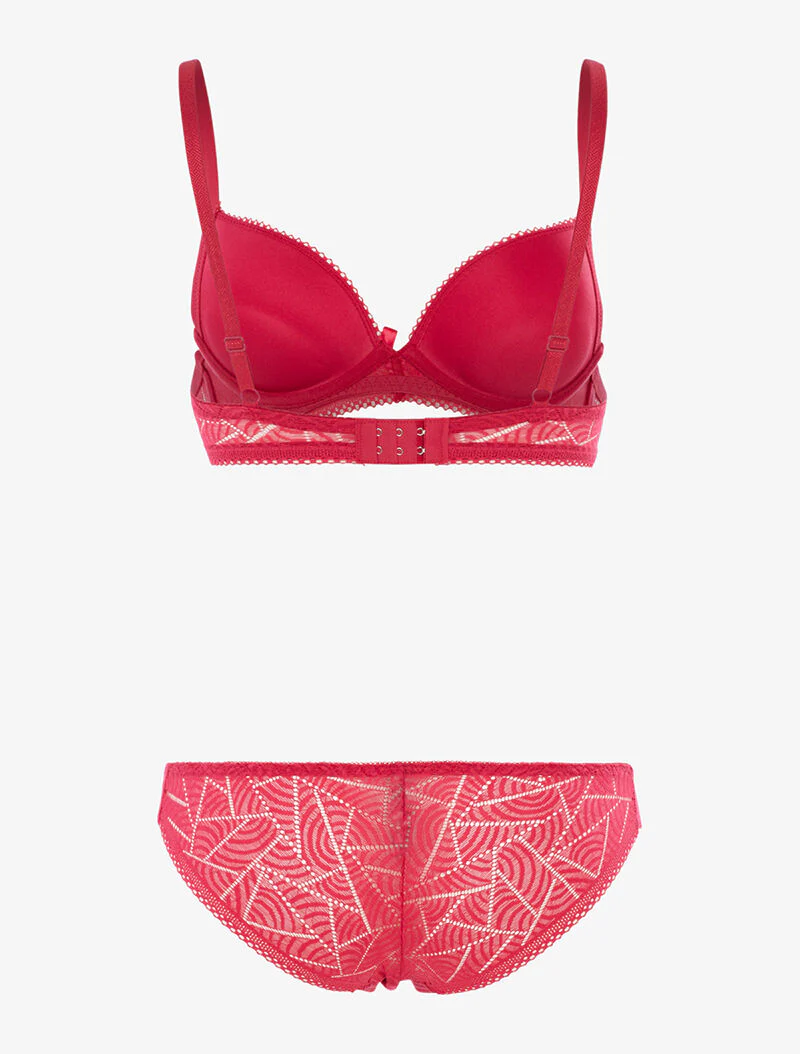 Ensemble SG et tanga en dentelle arrondie - fushia - Image 2