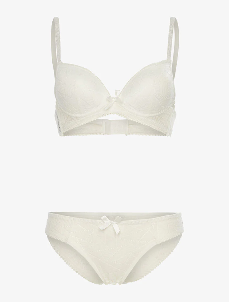 Ensemble SG et tanga en dentelle arrondie - blanc