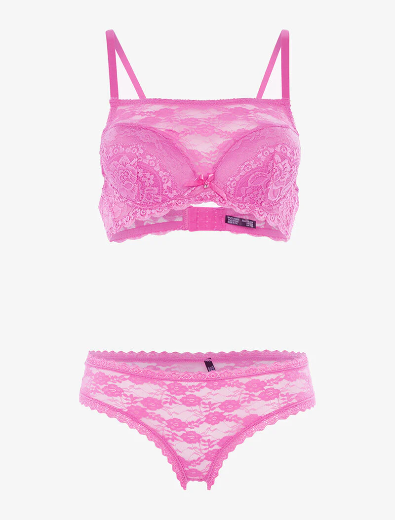 Ensemble SG style brassière en dentelle et culotte - rose parme