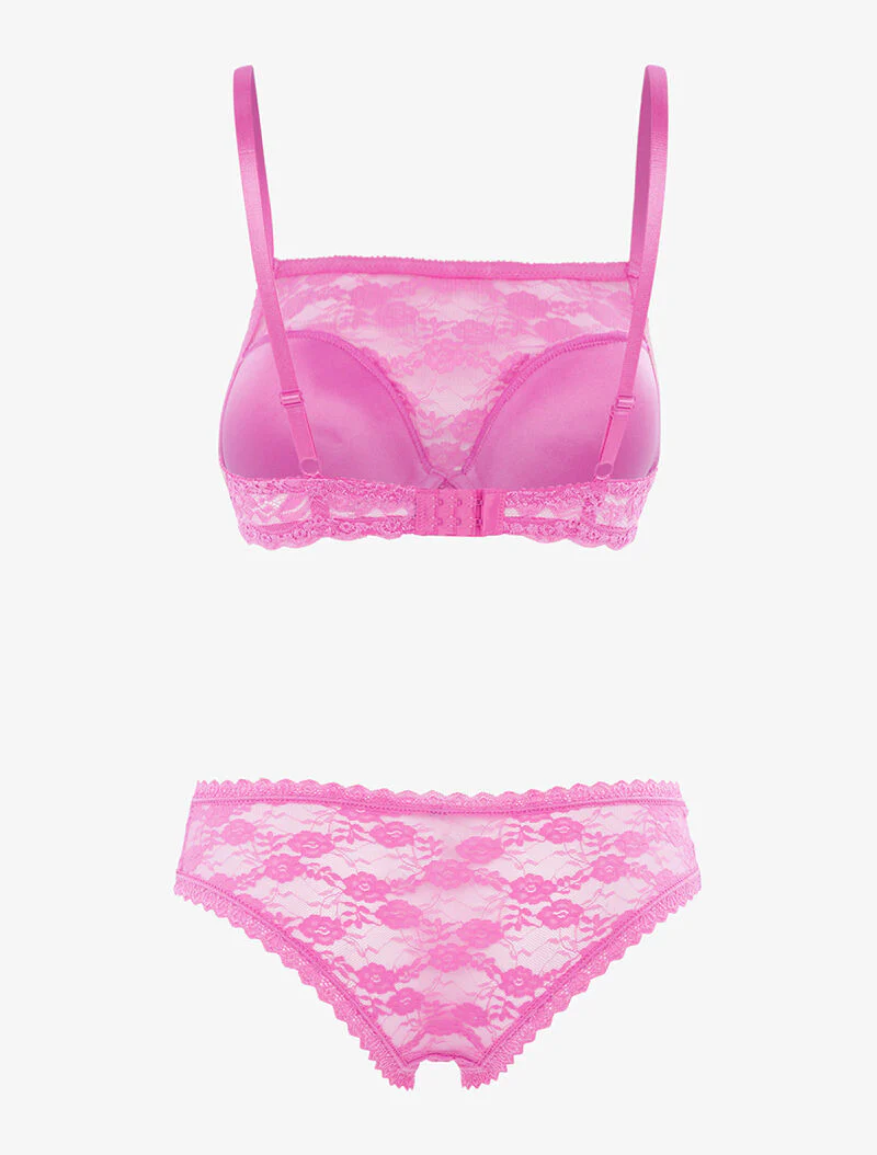 Ensemble SG style brassière en dentelle et culotte - rose parme - Image 2