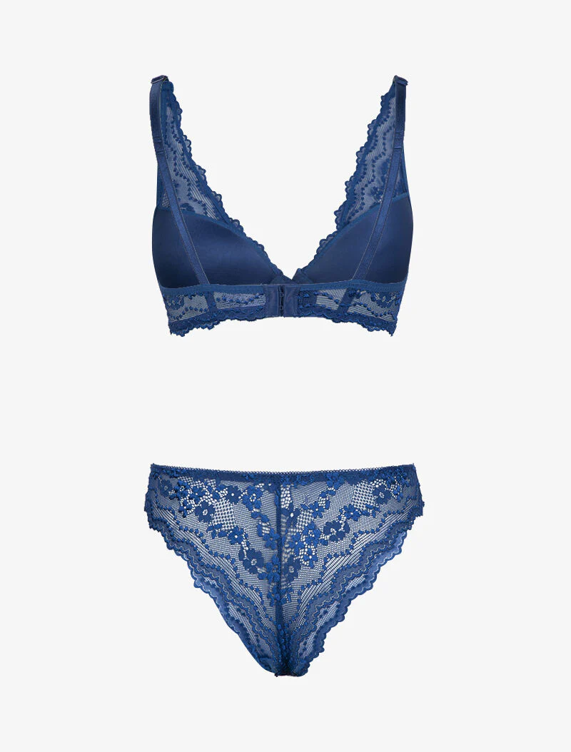 Ensemble soutien gorge ampliforme en dentelle fleurie - bleu électrique - Image 2